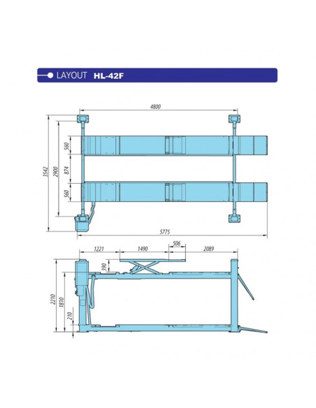 ELEVADOR 4 COLUMNAS CON ALINEACION 4000KG HL-42F - Imagen 2