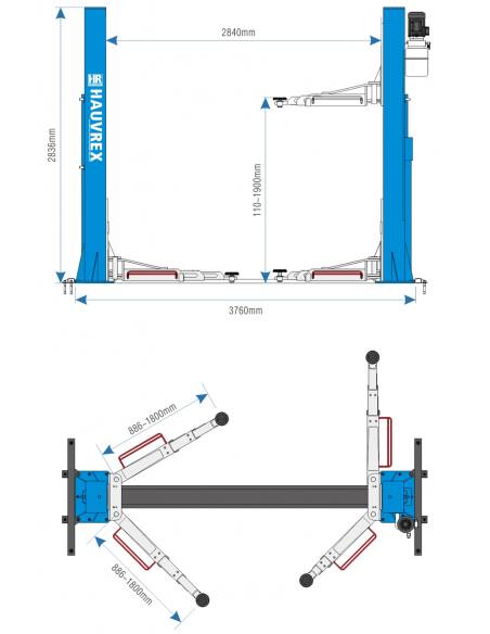 ELEVADOR 2 COLUMNAS 5000KG HTL2850 - Imagen 2