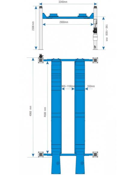 ELEVADOR 4 COLUMNAS CON ALINEACION 4500KG HFL4145E - Imagen 2