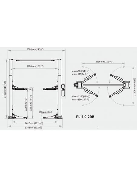 ELEVADOR 2 COLUMNAS PL-4.0-2DB(A) 4.000 Kg - Imagen 2
